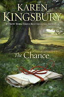 The Chance by Karen Kingsbury cover of The Chance by Karen Kingsbury shows a small bundle of letters tied with a red ribbon laying at the foot of a tree