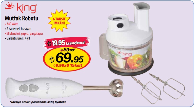 King Mutfak Robotu 69,95 TL - Şok Market Ağustos 2012 ...