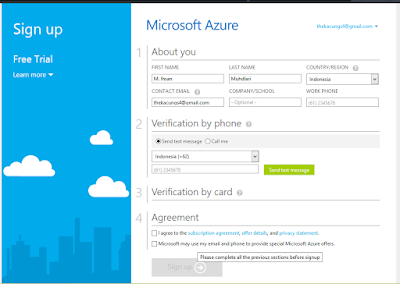 Cara Mendaftar Ke Windows Azure - VPS Gratis Dari Azure