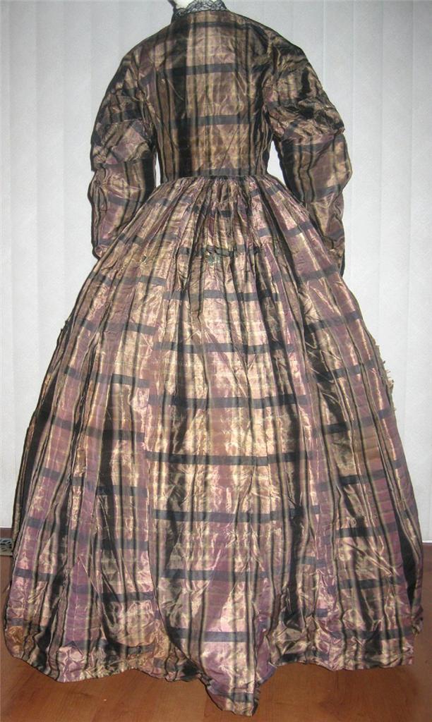 All The Pretty Dresses Tan and Purple Plaid American Civil War Era Dress