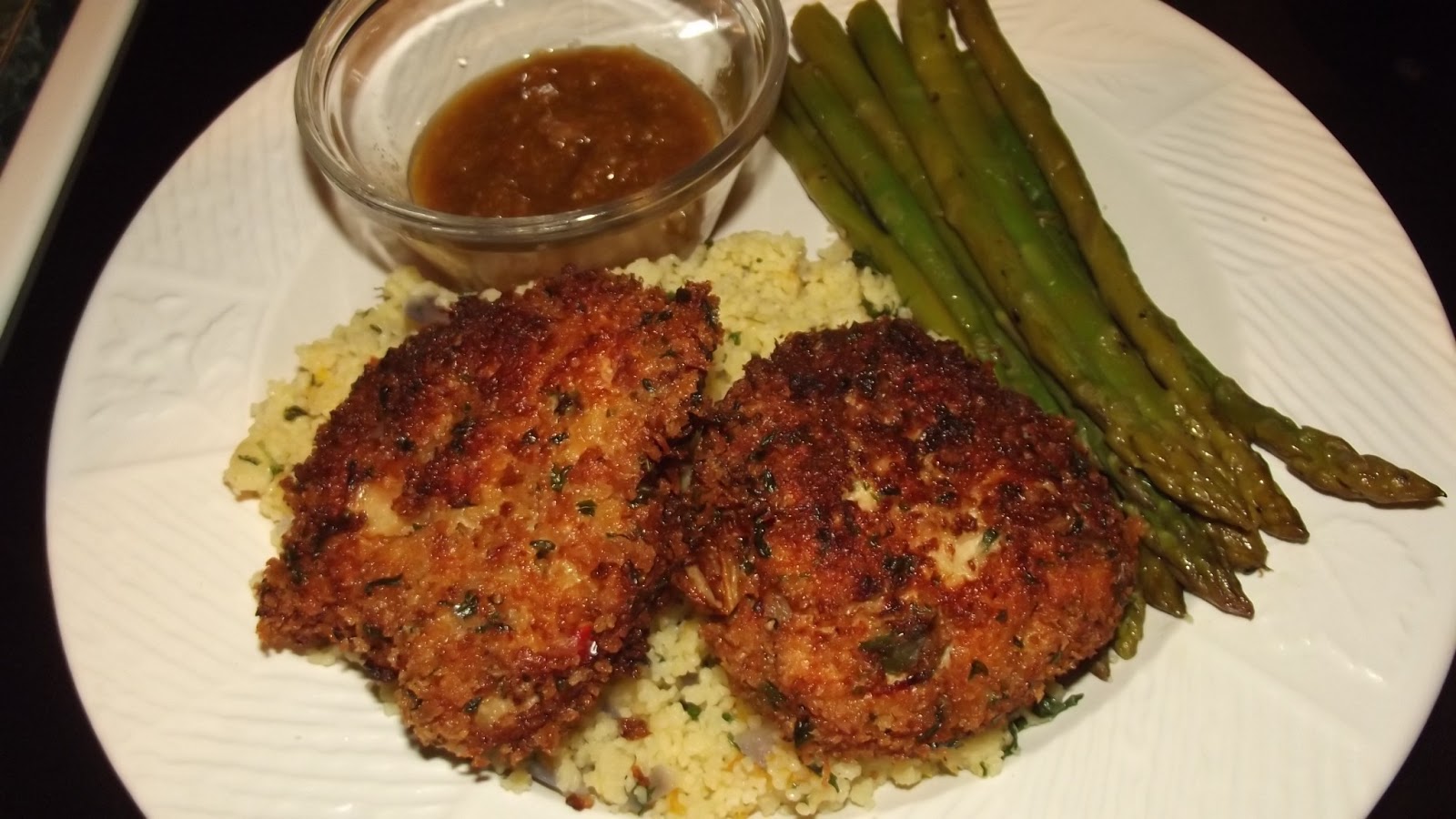 Try this Panko Crusted Salmon Croquettes W/ MandarinGinger Sauce