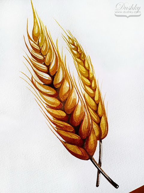 the coffea by #dushky | #watercolor #illustration #plant #plantproject #tattoodesign #wheat #grain