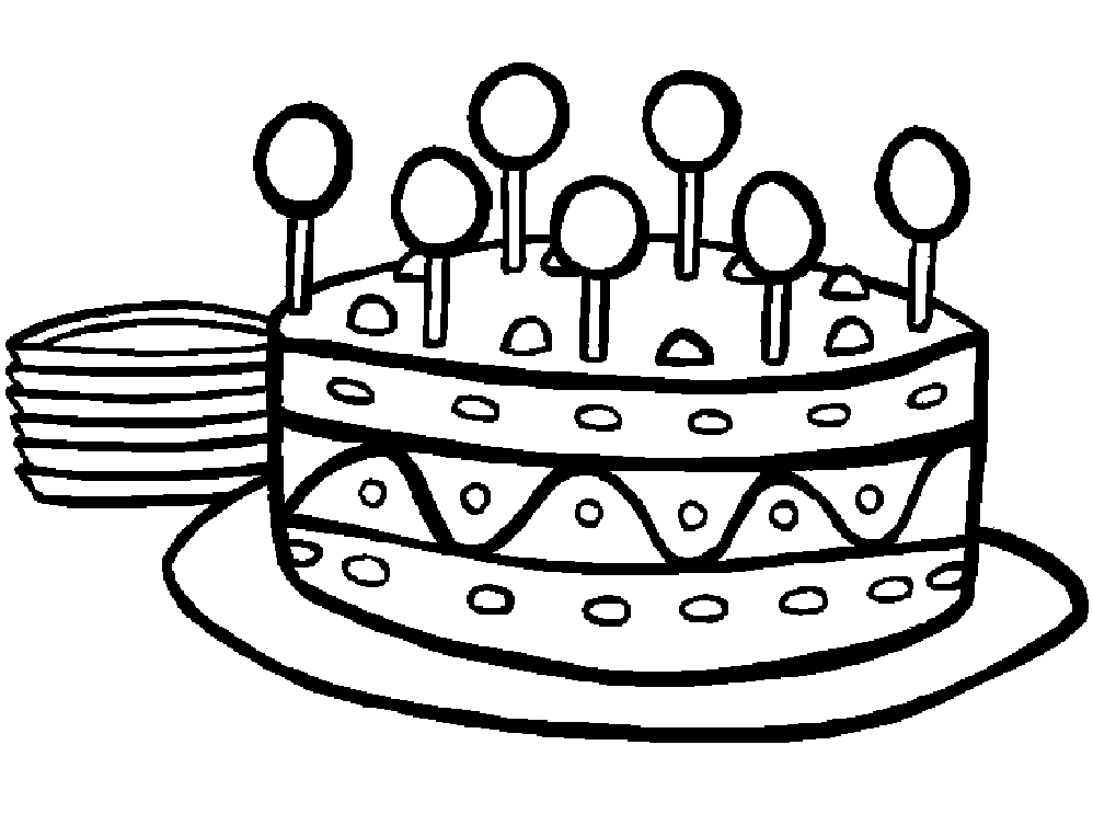 Birthday Cake Printable Coloring Drawing Free wallpaper