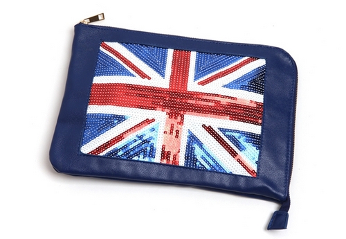 British Sequin Clutch Bag