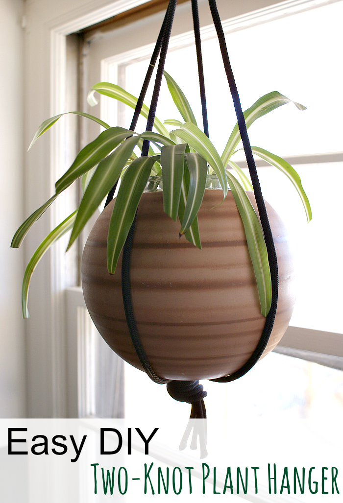 how to make a simple plant hanger using rope and two knots