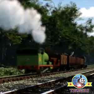 Thomas and friends engines Percy and Diesel the train trundled on towards Toby tram whistling woods