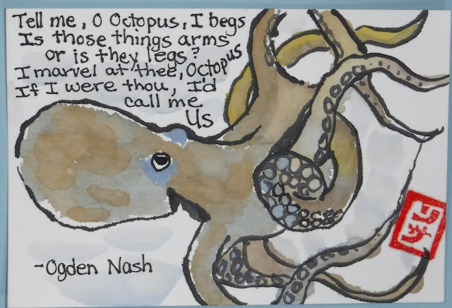 Octopus etegami Ogden Nash octopus