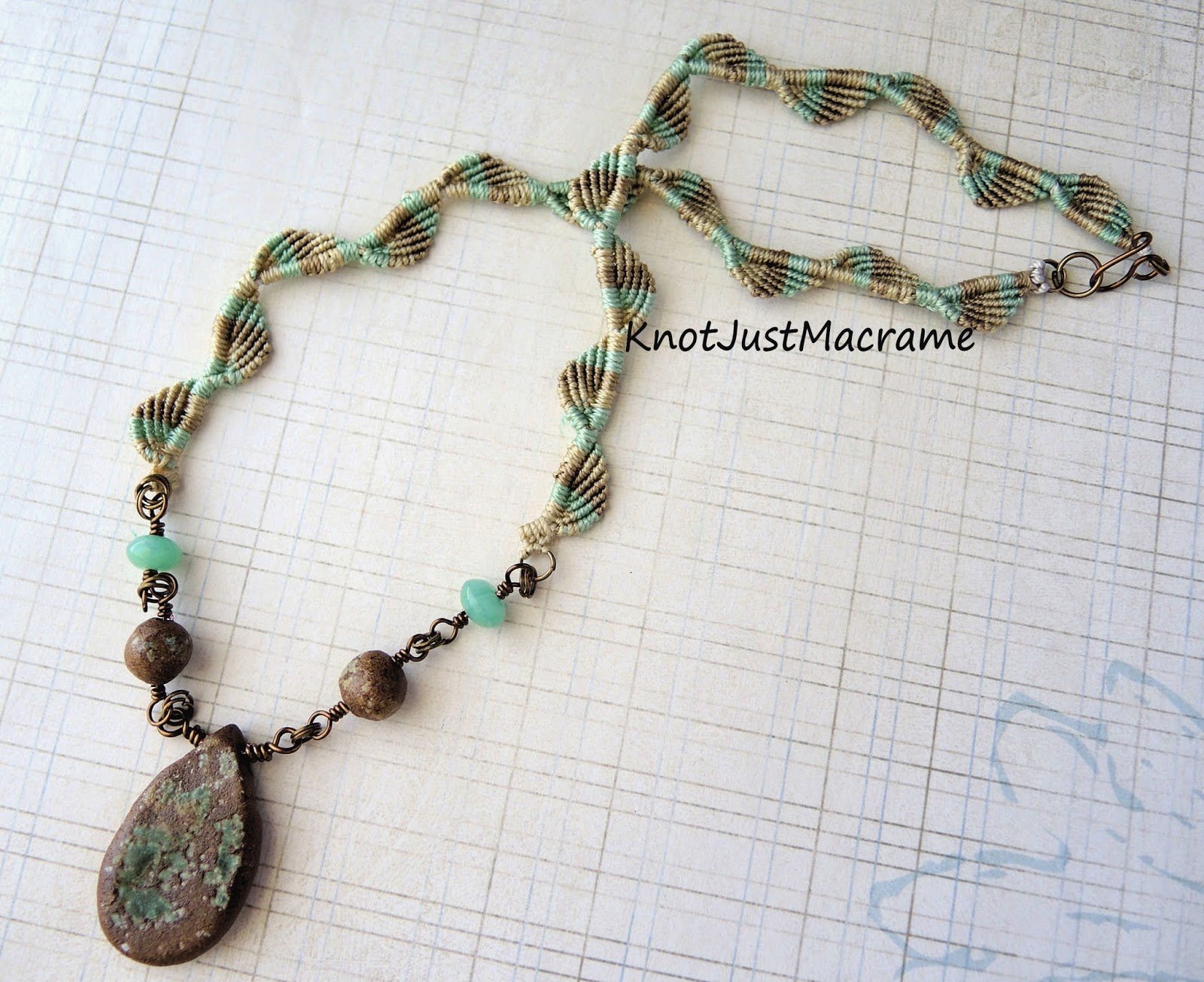 Micro macrame necklace by Sherri Stokey of Knot Just Macrame.