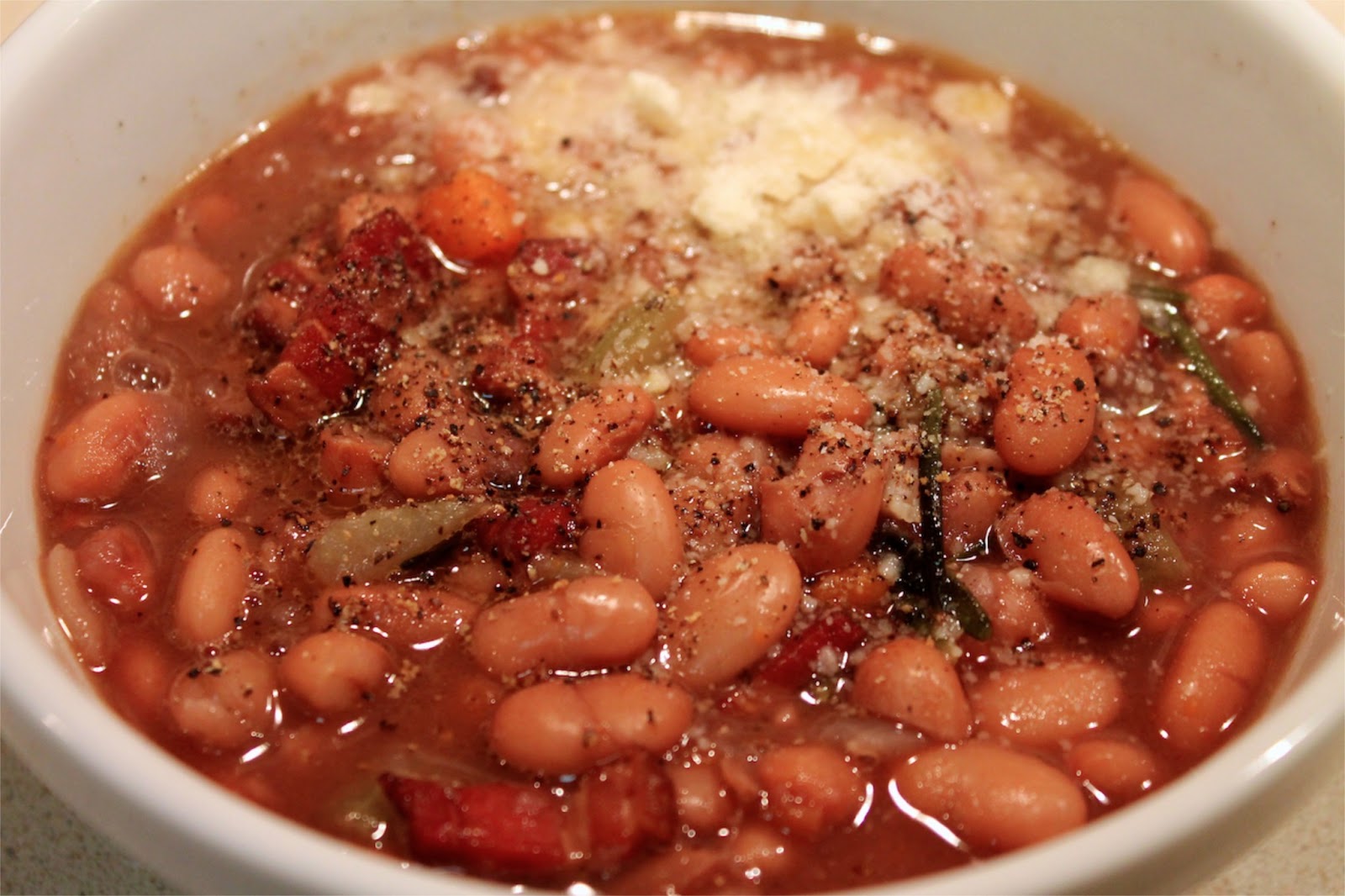 Cook In / Dine Out Smoky Pinto Bean, Red Wine and Bacon Soup