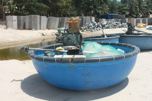 A round shaped boat in Kê Gà A round shaped boat in Kê Gà