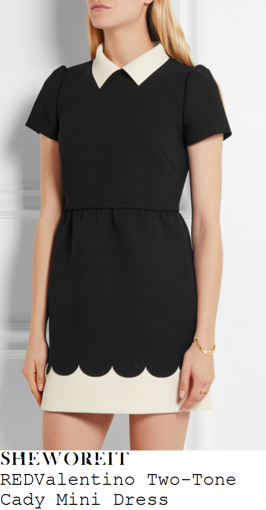 caroline-flack-black-white-monochrome-short-sleeve-scallop-edge-mini-dress-national-television-awards caroline-flack-black-white-monochrome-short-sleeve-scallop-edge-mini-dress-national-television-awards