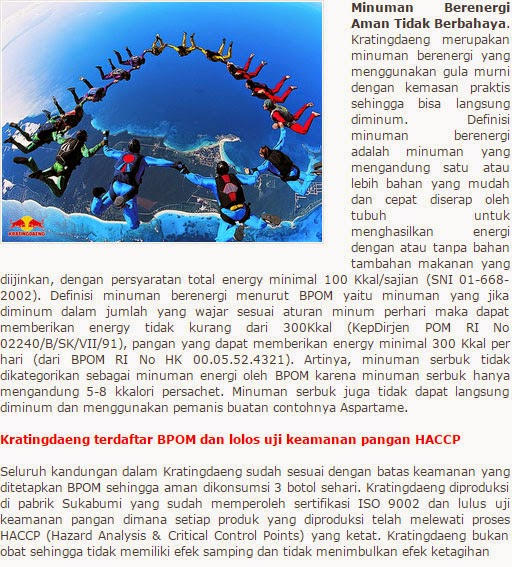 Minuman Berenergi Aman Tidak Berbahaya Kratingdaeng merupakan minuman berenergi yang menggunakan gula murni Minuman Berenergi Aman Tidak Berbahaya Kratingdaeng merupakan minuman berenergi yang menggunakan gula murni