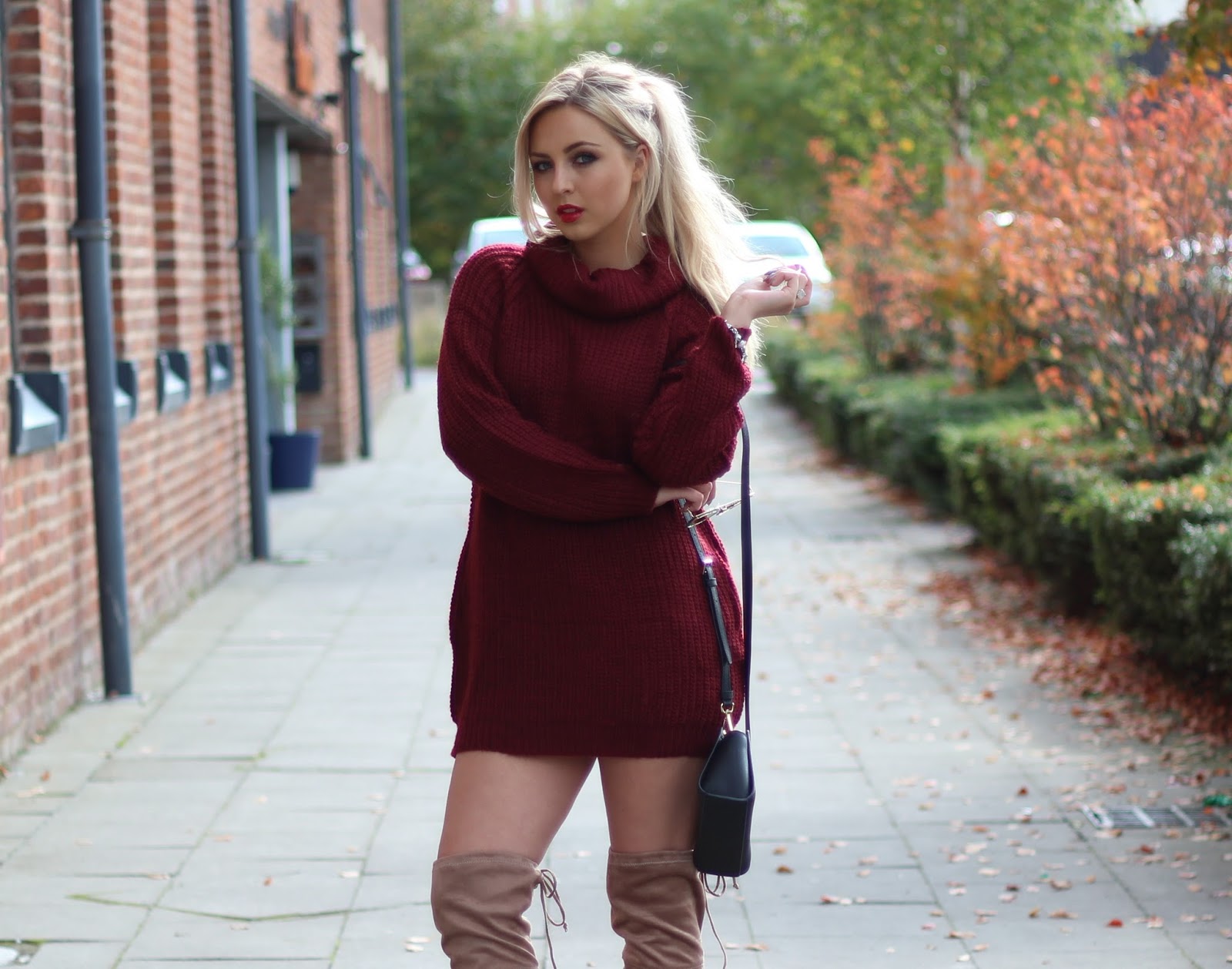 jumper dress knee high boots