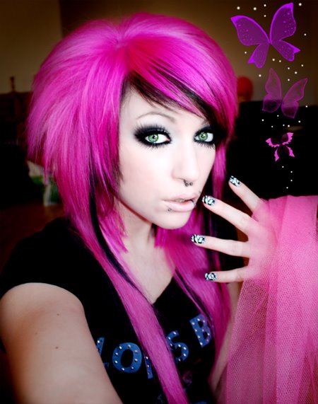 Funky Scene Hair Style Colored black and purple scene hair. Funky Scene Hair Style Colored