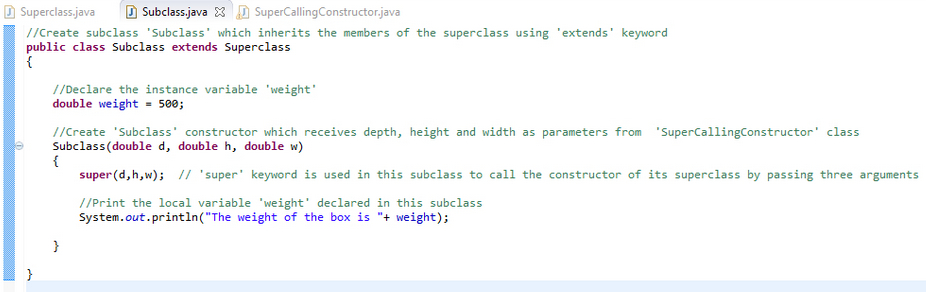 How to write subclass constructor java