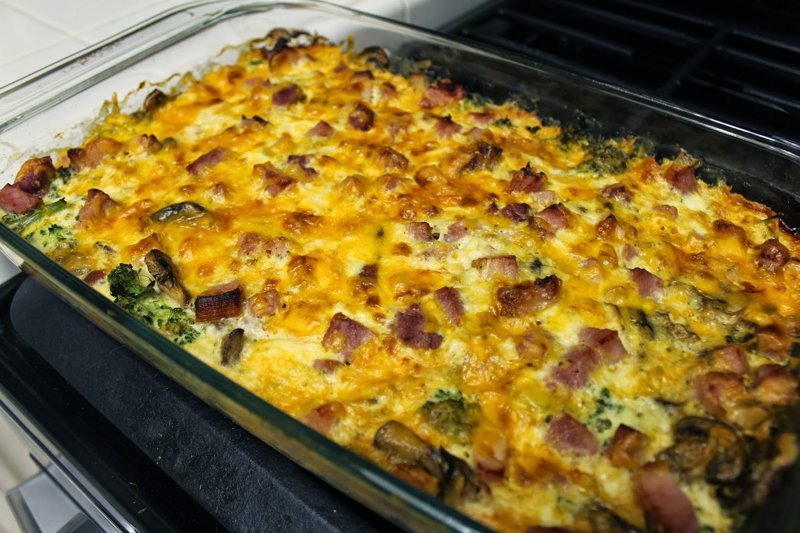 The Foodista Chronicles: Broccoli, Mushroom, and Ham Egg Bake