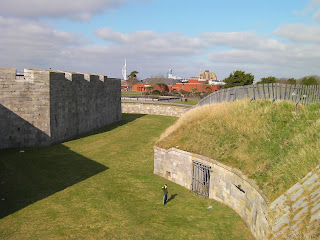 standing in the moat of henry 8ths castle, southsea seafront