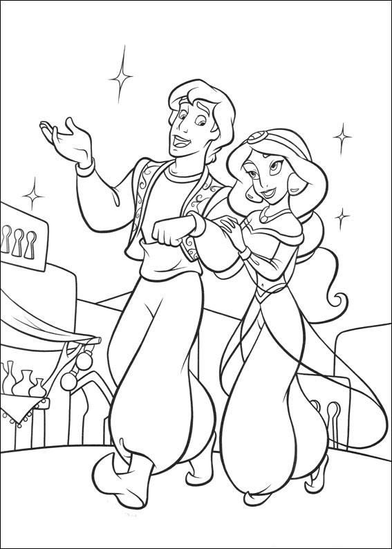Aladdin and Jasmine Coloring Pages | Tops Wallpapers Gallery
