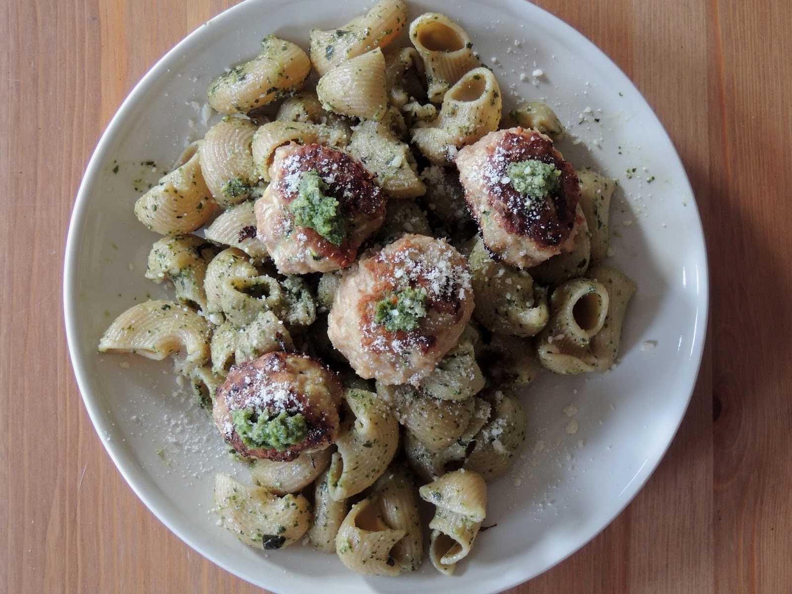 Gas Stove Girl Turkey Zucchini Meatballs with Pesto Pasta