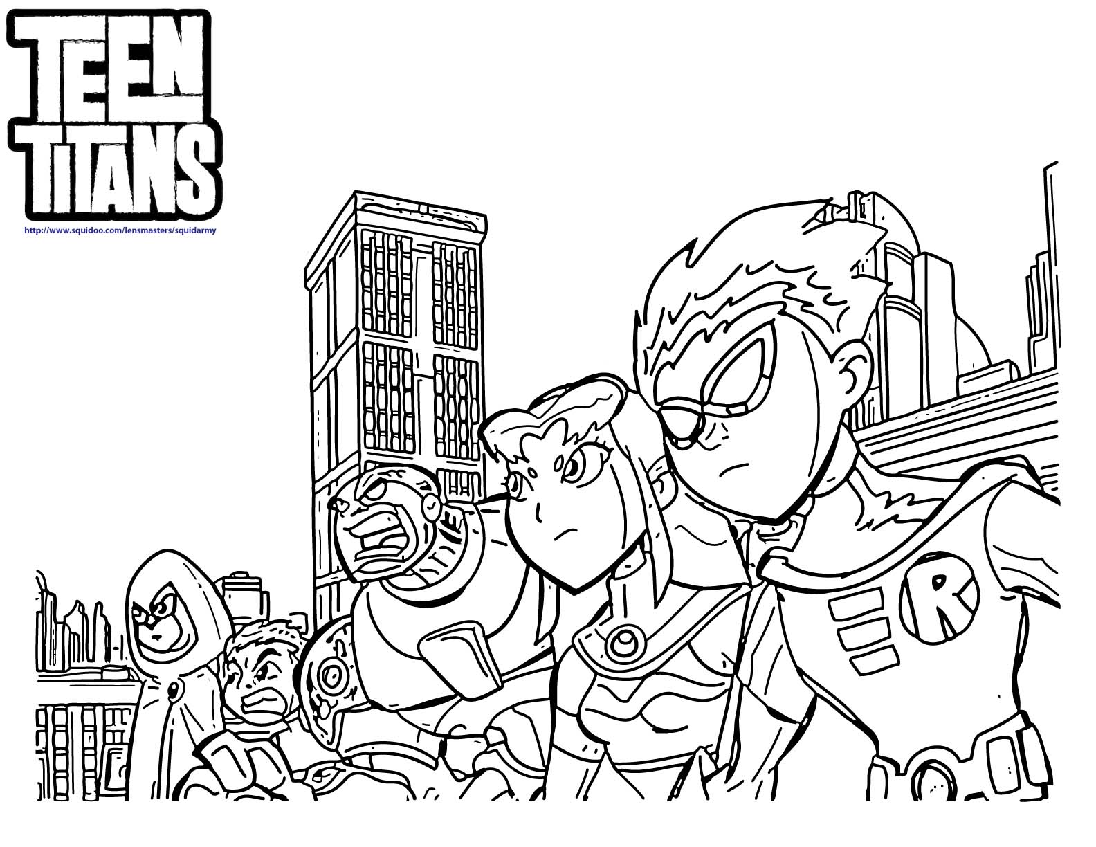 Teen Titans Go Coloring Pages All Team