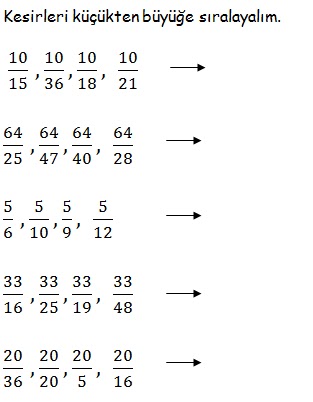 4. Sinif Matematik Kesirleri Sıralama Etkinliği - Matematik-Tr