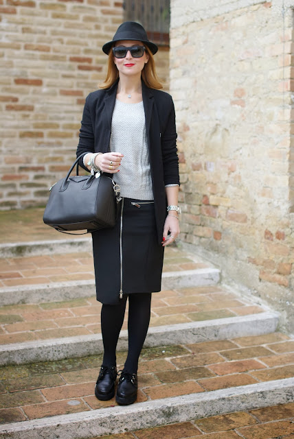 Zara zipper skirt, Nico Nico blazer, Givenchy Antigona bag, Fashion and Cookies, fashion blogger