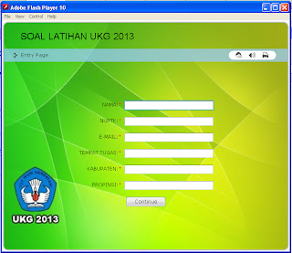 Contoh tampilan depan Aplikasi UKG Online 2013 untuk TK-PAUD