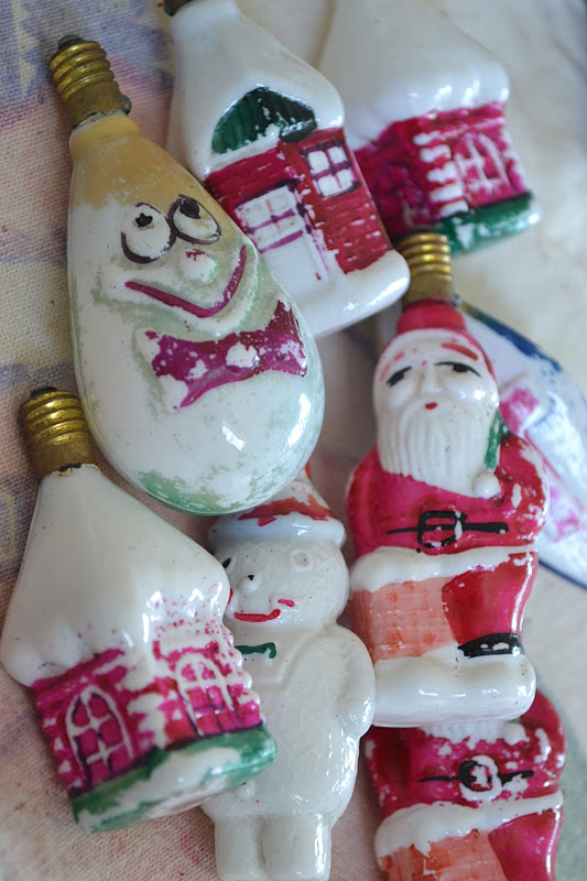 French Blue and Peachy Pink Vintage Christmas Tree Lights