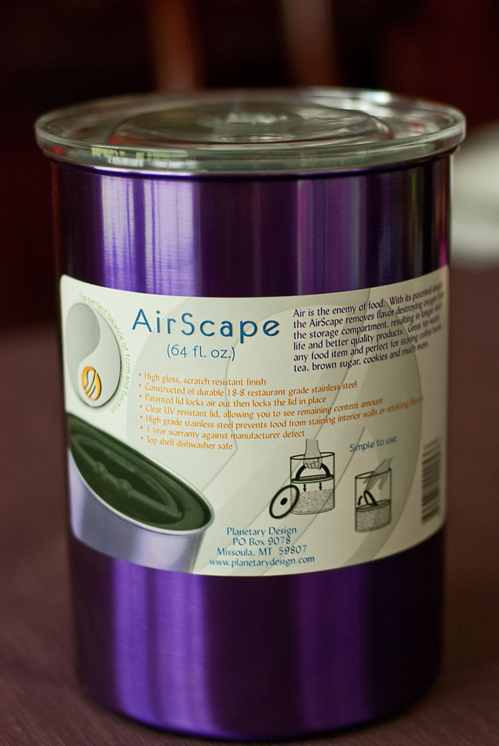 Airscape Coffee and Food Storage Canister, 64 oz - Patented Airtight Lid