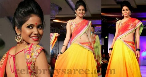 Indian Model in Trendy Half Saree - Saree Blouse Patterns