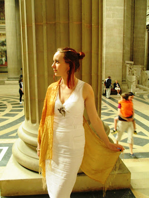 Pantheon Paris grecian white dress gold