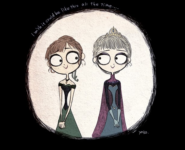 Elsa y Anna de "Frozen" al estilo Tim Burton Elsa y Anna de "Frozen" al estilo Tim Burton