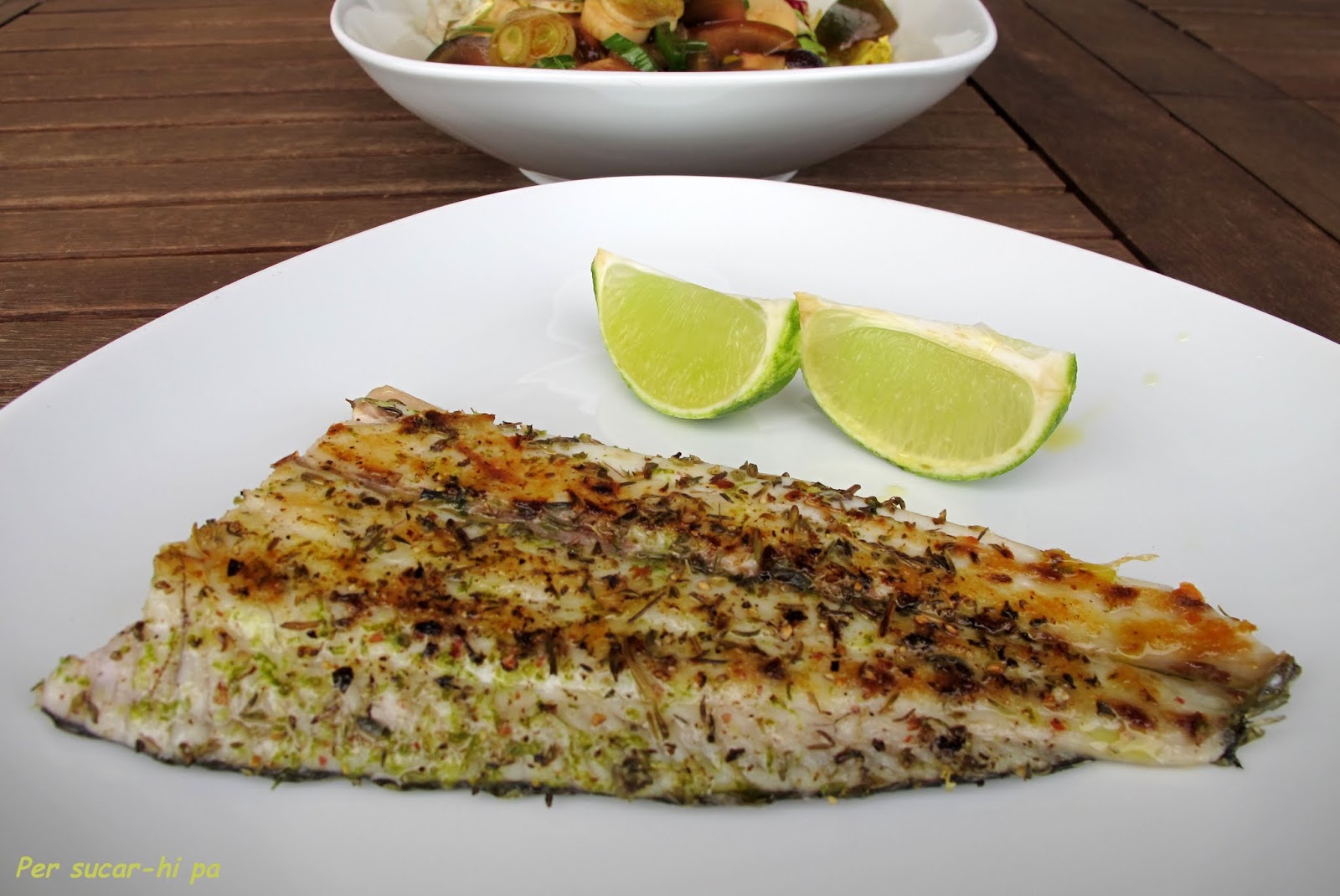 Per sucarhi pa, gastronomía y viajes Reto recetas sanas Corvina aromatizada a la plancha