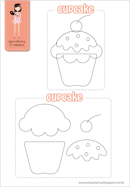 Cupcakes de feltro com passo a passo e moldes Molde+cupcake