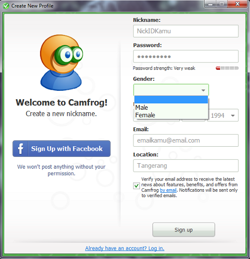 Register ID Camfrog Baru