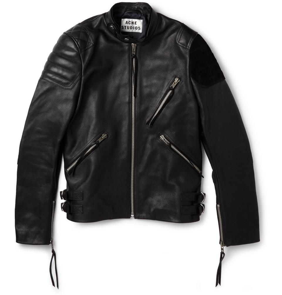 00O00 Menswear Blog: Alexander Skarsgard in Acne Studios 'Oliver' leather and suede biker jacket - New York Street Style