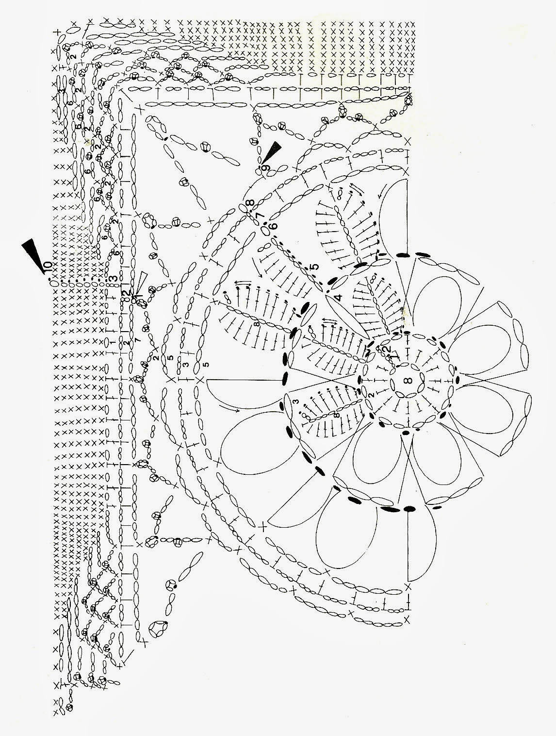diagrama de cortina con flores en relieve