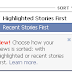 Facebook Spot Highlighted Stories First or Recent Stories First