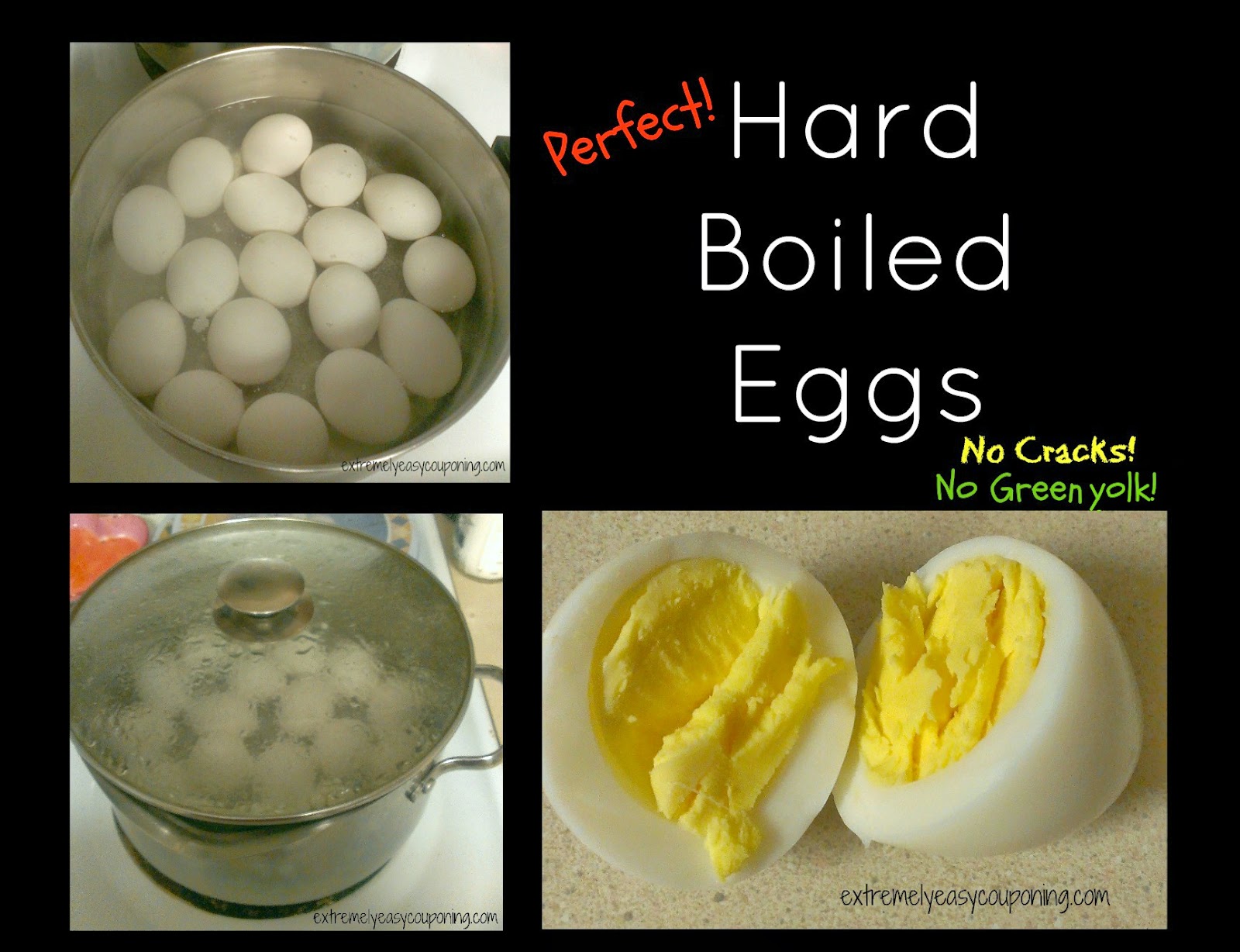 Extremely Easy Couponing Hard Boiled Eggs with no cracks and no green yolks!