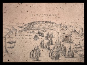 Mapa antigo do porto de Salvador