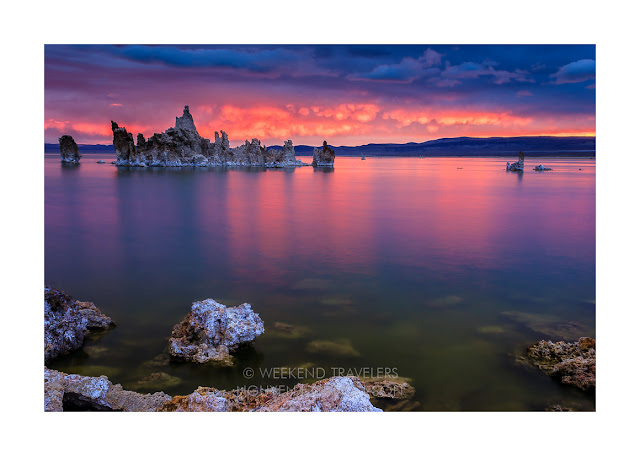 fire on the sky at mono lake tufas, eastern sierra