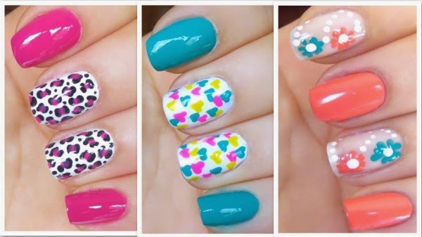 uñas de un solo color decoradas