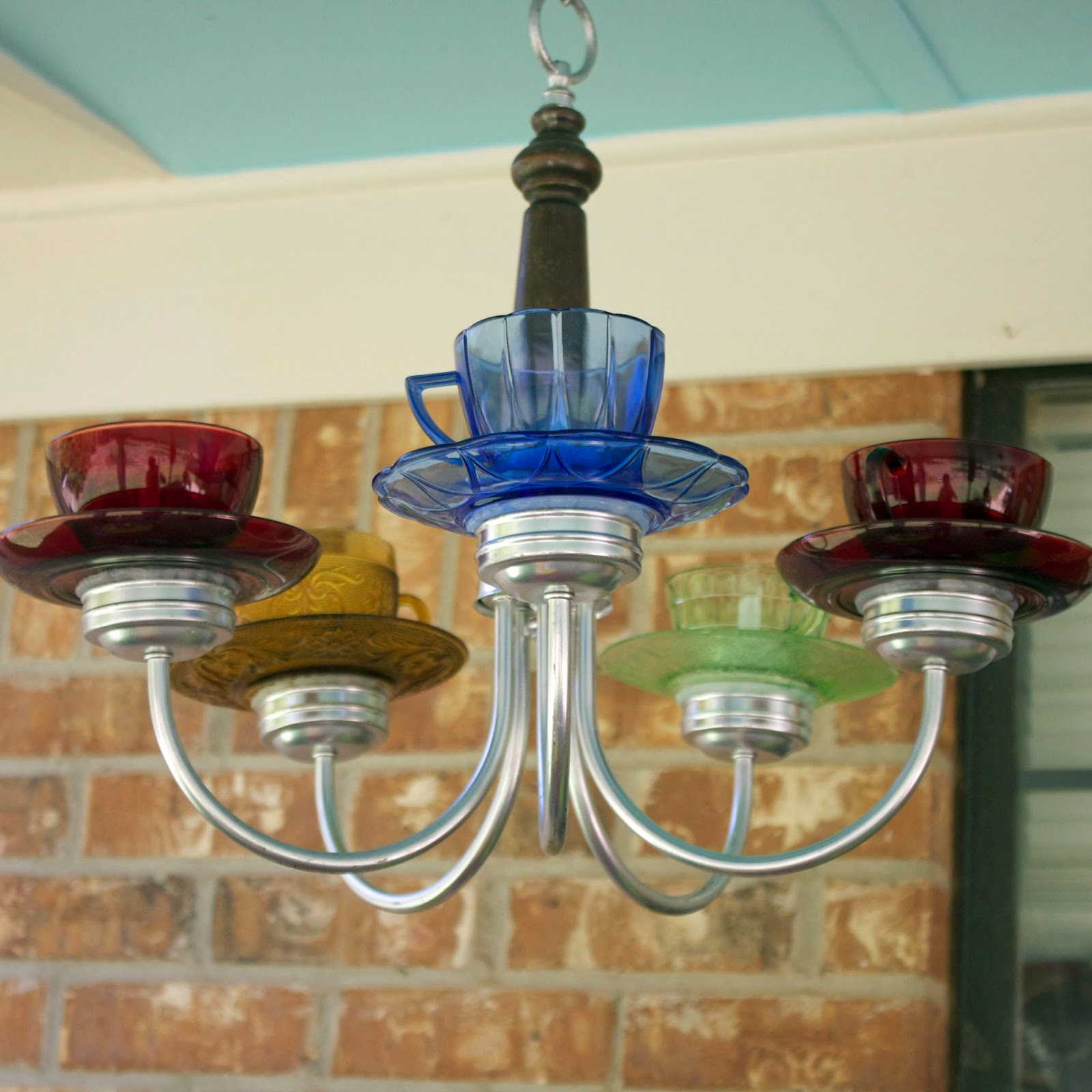 The B Farm Candle Chandelier With Glass Teacups