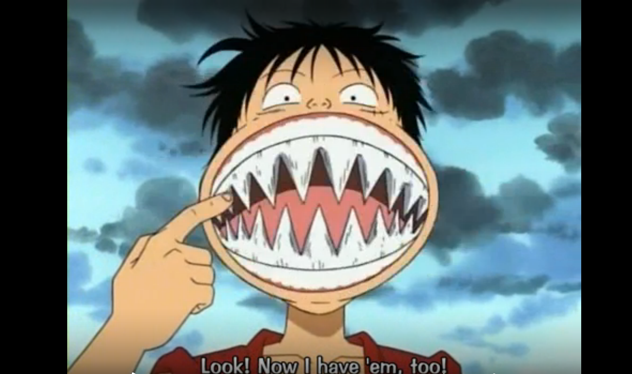 One Piece Funny Pics - Seite 19 Luffy+with+arong+shark+teeth