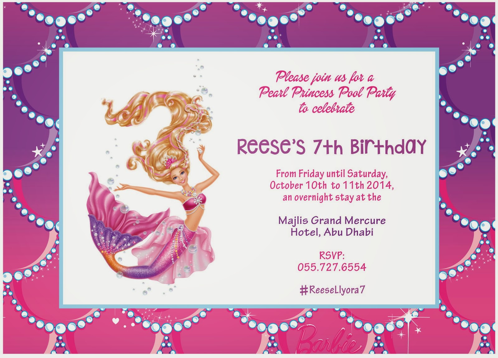Hotel Pool Party Ideas best pool party games Barbie Pearl Princess Invitation Hotel Pool Party Ideas winter pool party invitations girls birthday swimming Barbie Pearl Princess Invitation