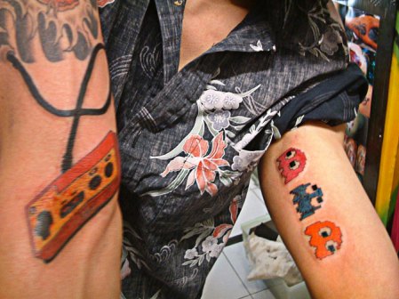 retro tattoos tattoo pac man pacman designs dedicate skin