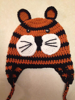 crochet tiger earflap hat