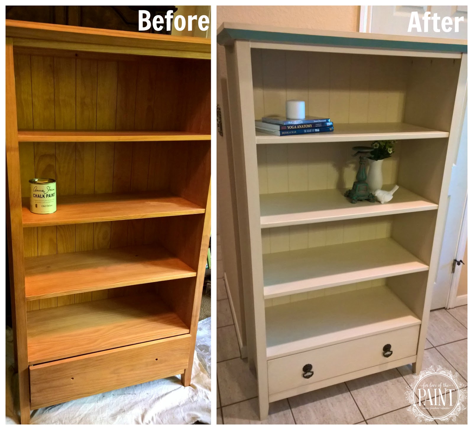 For Love of the Paint Before and After Pine Bookcase