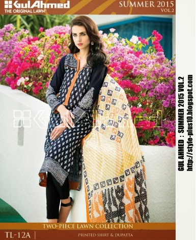 Design No TL-12A From Gul Ahmed Two Piece Lawn Collection Vol. 2 2015 TL-12A-gul-ahmed-summer-2015-volume-2
