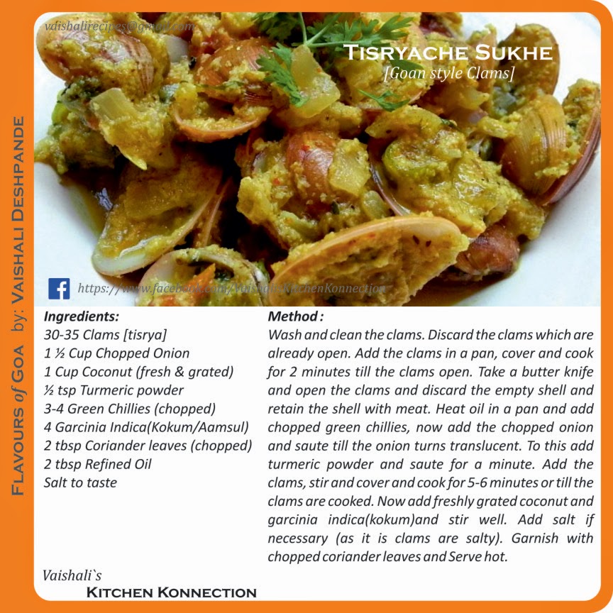 Vaishali`s Kitchen Konnection Tisryache Sukhe [Goan Style Clams]